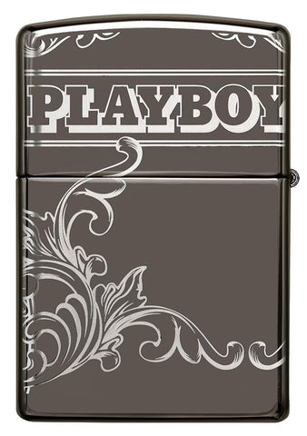 Playboy Laser 360 Design Black Ice windproof lighter showing the back