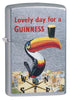 Guinness Street Chrome windproof lighter standing at a 3/4 angle, facing forward