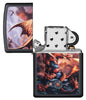 Anne Stokes Dragon design Black Matte windproof lighter with its lid open and not lit