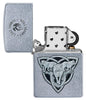 Anne Stokes Wolf design Street Chrome windproof lighter with its lid open and not lit