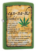 Cannabis Design Moss Green Matte lighter facing forward at a 3/4 angle