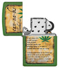 Cannabis Design Moss Green Matte lighter with its lid open and not lit