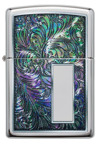 Front of Colorful Venetian Design High Polish Chrome Windproof Lighter
