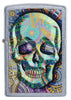 Front of Geometric Skull Design Street Chrome Windproof Lighter