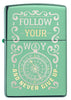 Front of Follow Your Way High Polish Green Windproof Lighter
