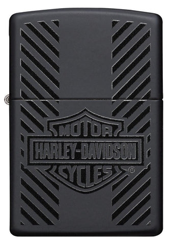 Front of Harley-Davidson® Classic Logo Black Matte Windproof Lighter
