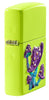 Mushroom Textured Print Neon Yellow Windproof Lighter standing at an angle, showing off the 3D texture print design