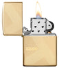 Zippo Design Windproof Lighter with its lid open and lit