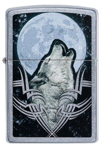 Front of Howling Wolf Design Windproof Lighter