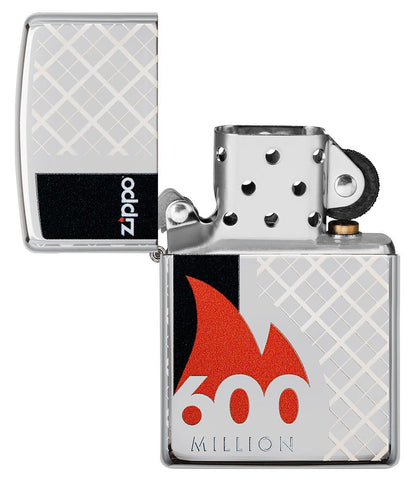 600 Millionth Zippo Lighter Collectible with its lid open and unlit