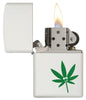 Marijuana Leaf White Matte Windproof Lighter