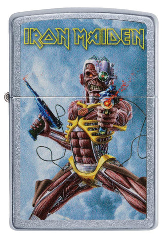 Iron Maiden Street Chrome Colour Image Windproof Lighter 'Somewhere back in time' album cover Design