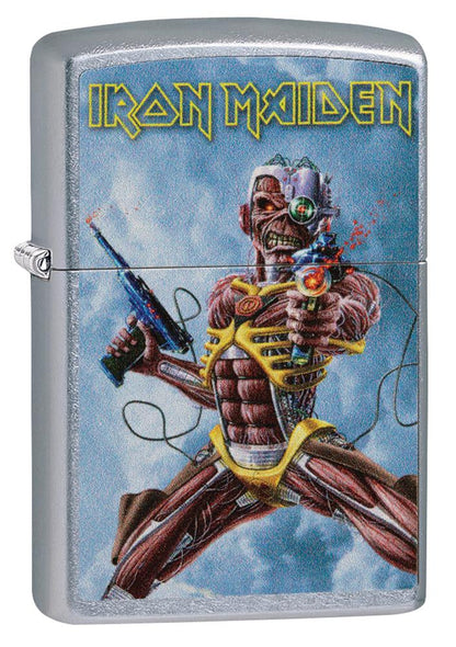 Iron Maiden Street Chrome Colour Image Windproof Lighter 'Somewhere back in time' album cover Design