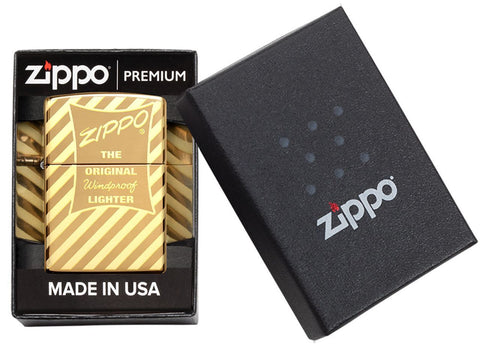 Vintage Zippo Box Top High Polish Brass Windproof Lighter