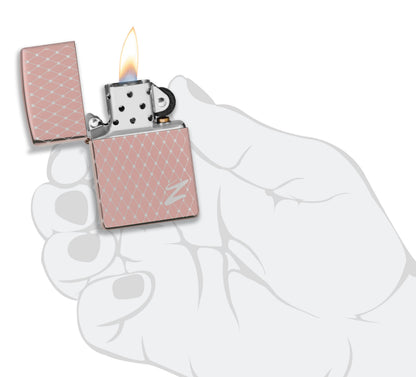 Net Pattern High Polish Rose Gold Windproof Lighter