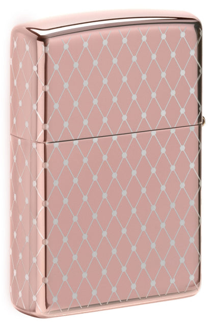 Net Pattern High Polish Rose Gold Windproof Lighter
