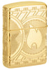 Zippo Lighter rear View ¾ Angle Currency Design representing the Zippo flame on a coin with arcs of circles in deep engraving
