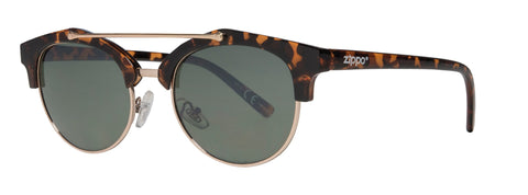 Leopard Print Cat Eye, Semi-Rimless Sunglasses with Golden Brow Bar