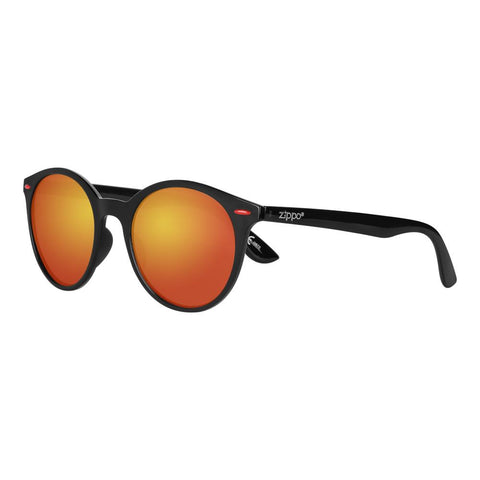 Side view of the Panto Seventy Sunglasses black frame and orange lenses