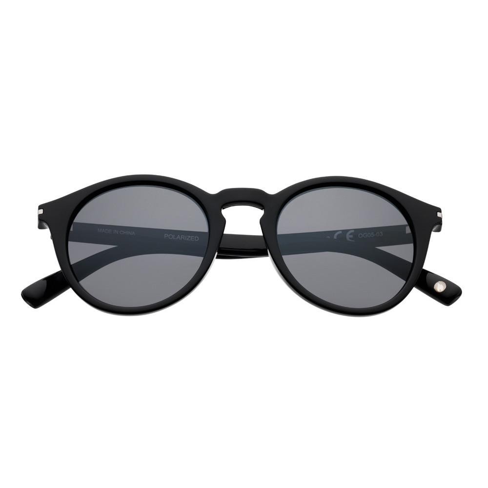 OG08-02, Black Polarized Retro Round Sunglasses