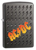 AC/DC® logo Gray Windproof Lighter standing at a 3/4 angle