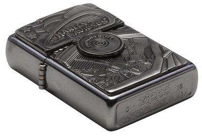 Harley-Davidson Street Chrome Windproof Lighter flat with Zippo Stamp on bottom