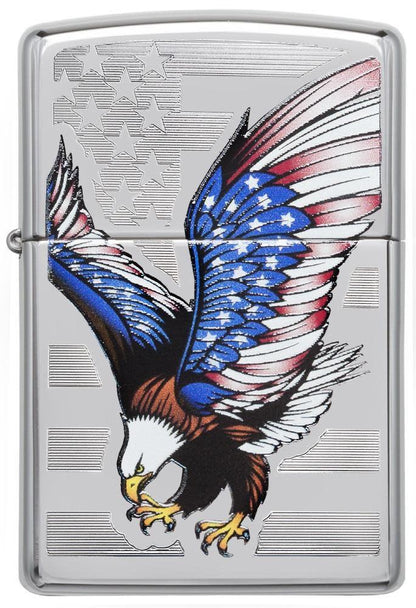 Zippo E-Star Award with Americana Eagle and Flag Windproof Lighter Front View