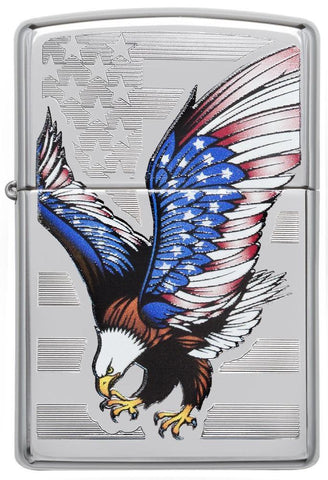Zippo E-Star Award with Americana Eagle and Flag Windproof Lighter Front View