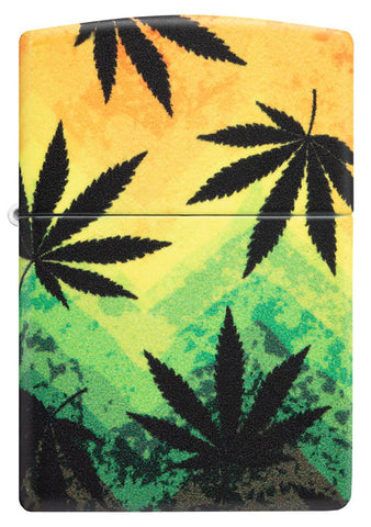 Front view of Cannabis Design 540 Color Windproof Lighter.