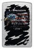 Front shot of Zippo Buckwear Design Eagle Flag Street Chrome Windproof Lighter.