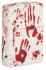 Back shot of Bloody Hand Design 540 Color Windproof Lighter, standing at a 3/4 angle.