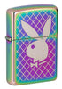 Front shot of Playboy Bunny Logo Multi Color Windproof Lighter standing at a 3/4 angle