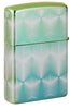 Back shot of Pattern Design High Polish Teal Windproof Lighter, standing at a 3/4 angle.