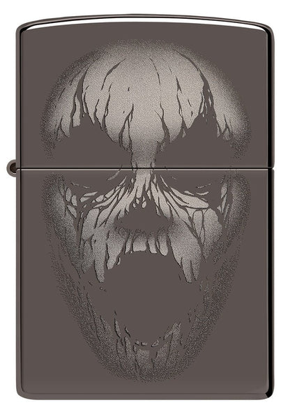 Front shot of Screaming Monster Design Photo Image Black Ice® Windproof Lighter.