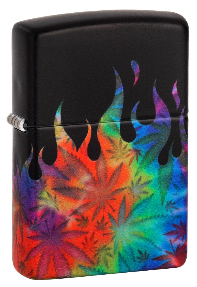 Front shot of Leaf Flame Multi Color Design 540 Color Windproof Lighter standing at a 3/4 angle