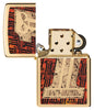 Harley-Davidson Number 1 Skull High Polish Brass Windproof Lighter with its lid open and unlit.