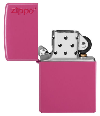 Classic Frequency Zippo Logo Windproof Lighter with its lid open and unlit.