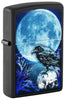 Front shot of Moonlight Crow Design Black Matte Windproof Lighter standing at a 3/4 angle