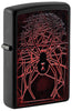 Front shot of Spider Design Texture Print Black Matte Windproof Lighter standing at a 3/4 angle.