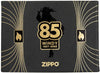 Top of Zippo Windy 85th Anniversary Collectible Armor High Polish Brass Windproof Lighter in its box packaging.