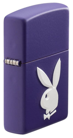 Side shot of Playboy Texture Purple Matte Windproof Lighter showing the texture print process