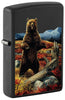 Front shot of Zippo Linda Pickens Bear Design Black Matte Windproof Lighter standing at a 3/4 angle.