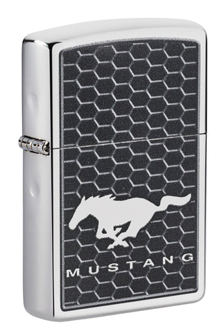 Front shot of Ford Mustang Windproof Lighter standing at a 3/4 angle