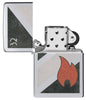 Zippo Zippo 32 Flame Design Vintage High Polish Chrome Windproof Lighter with its lid open and unlit.