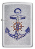 Front of Anchor Design High Polish Chrome Windproof Lighter