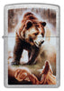 Front shot of Mazzi Grizzly Bear Street Chrome Windproof Lighter.