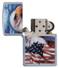 Mazzi Eagle and Flag Street Chrome Lighter with its lid open and unlit.
