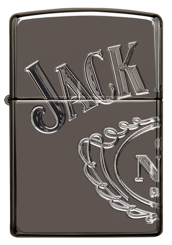 Front shot of Jack Daniel's® Armor® High Polish Black Ice® Windproof Lighter