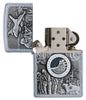 United States Military Joined Forces Emblem Design Street Chrome Lighter with its lid open and unlit.