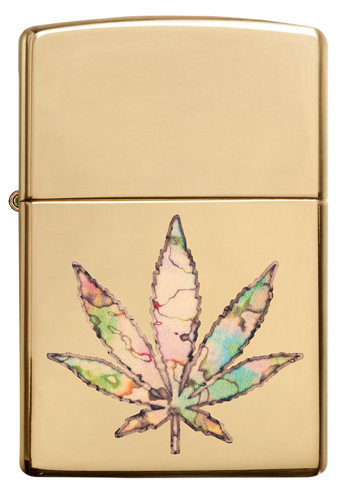 Front of Pot Leaf Fusion Design Windproof Lighter